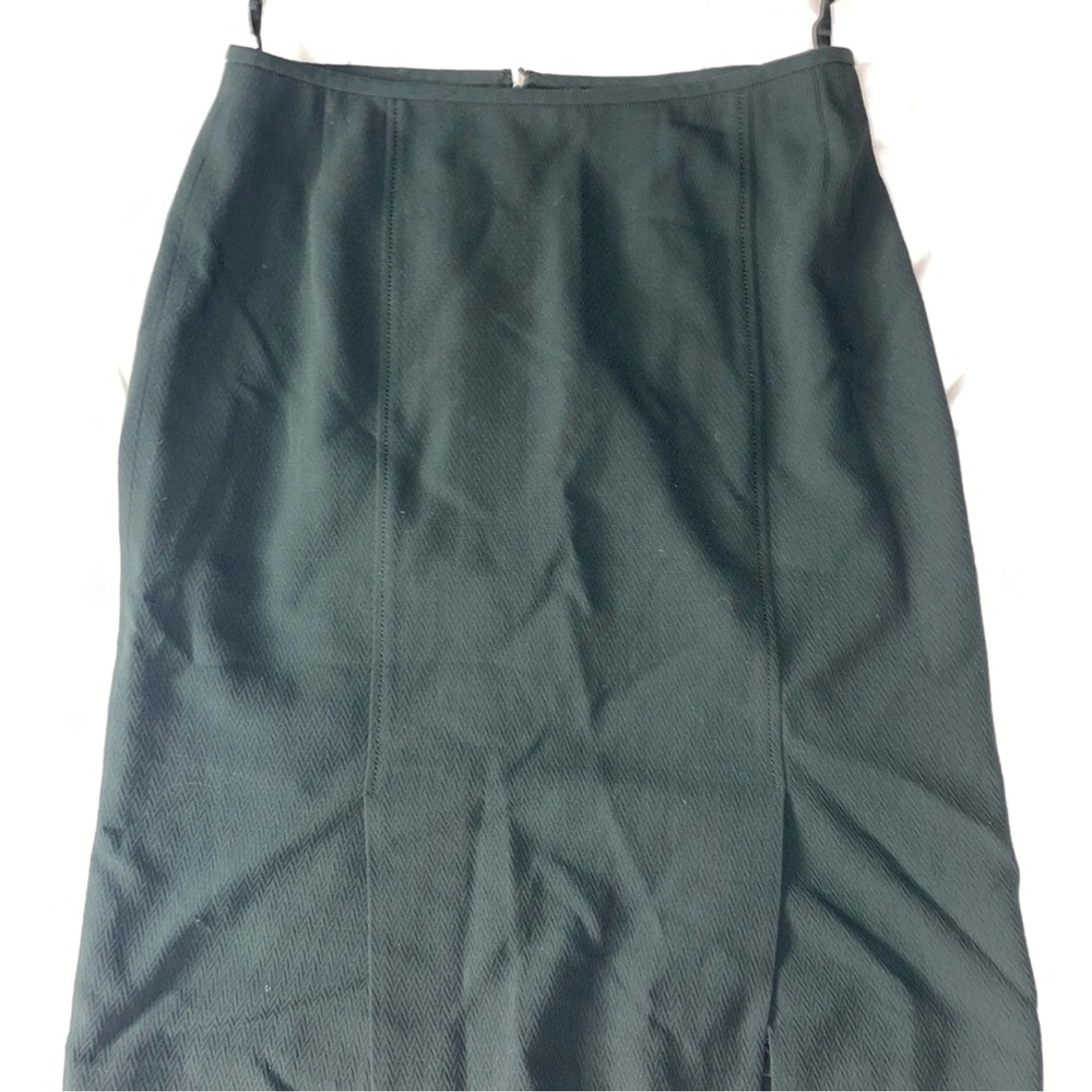 Albert Nipon Wool Dark Green Pencil Skirt
